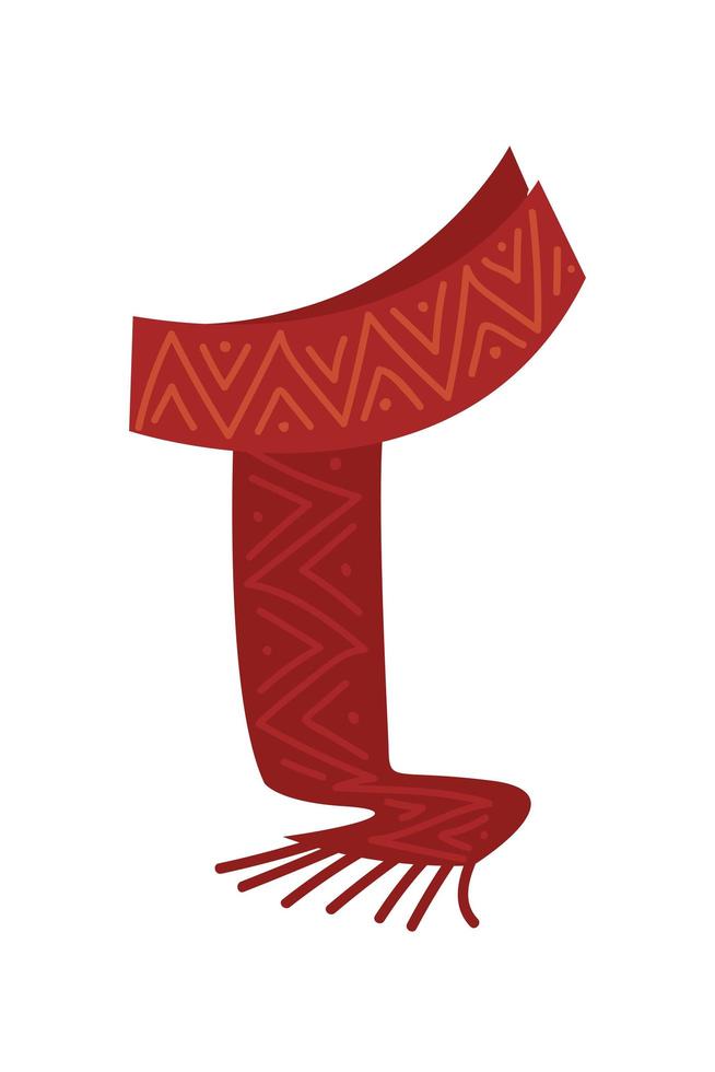 icona dell'accessorio per vestiti caldi con sciarpa rossa vettore