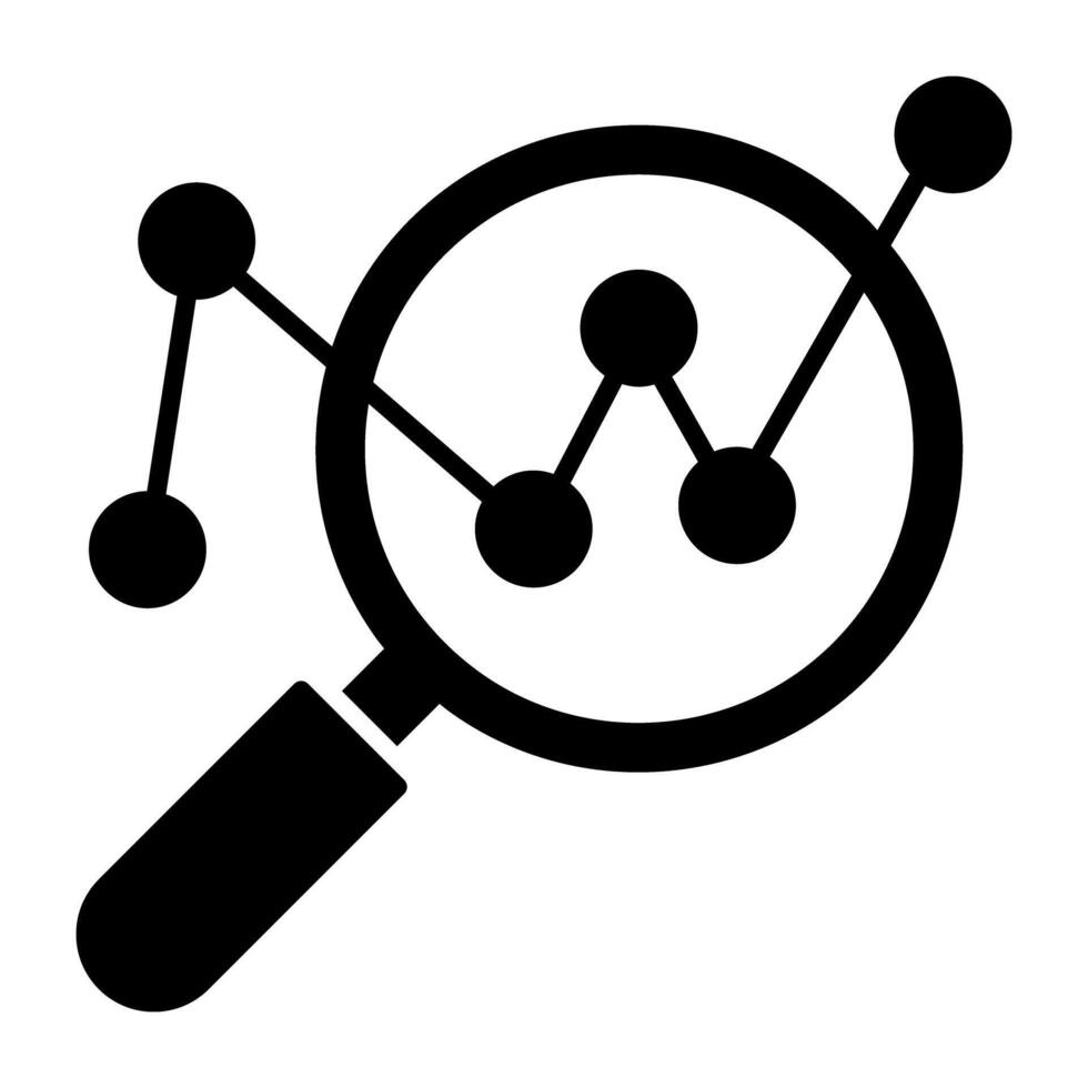 polilinea grafico sotto ingrandimento bicchiere mostrando concetto di tendenza analisi vettore