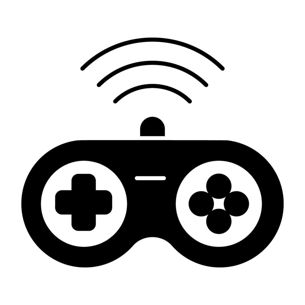 Wi-Fi segnali con gioco controllore raffigurante concetto di inteligente gamepad vettore