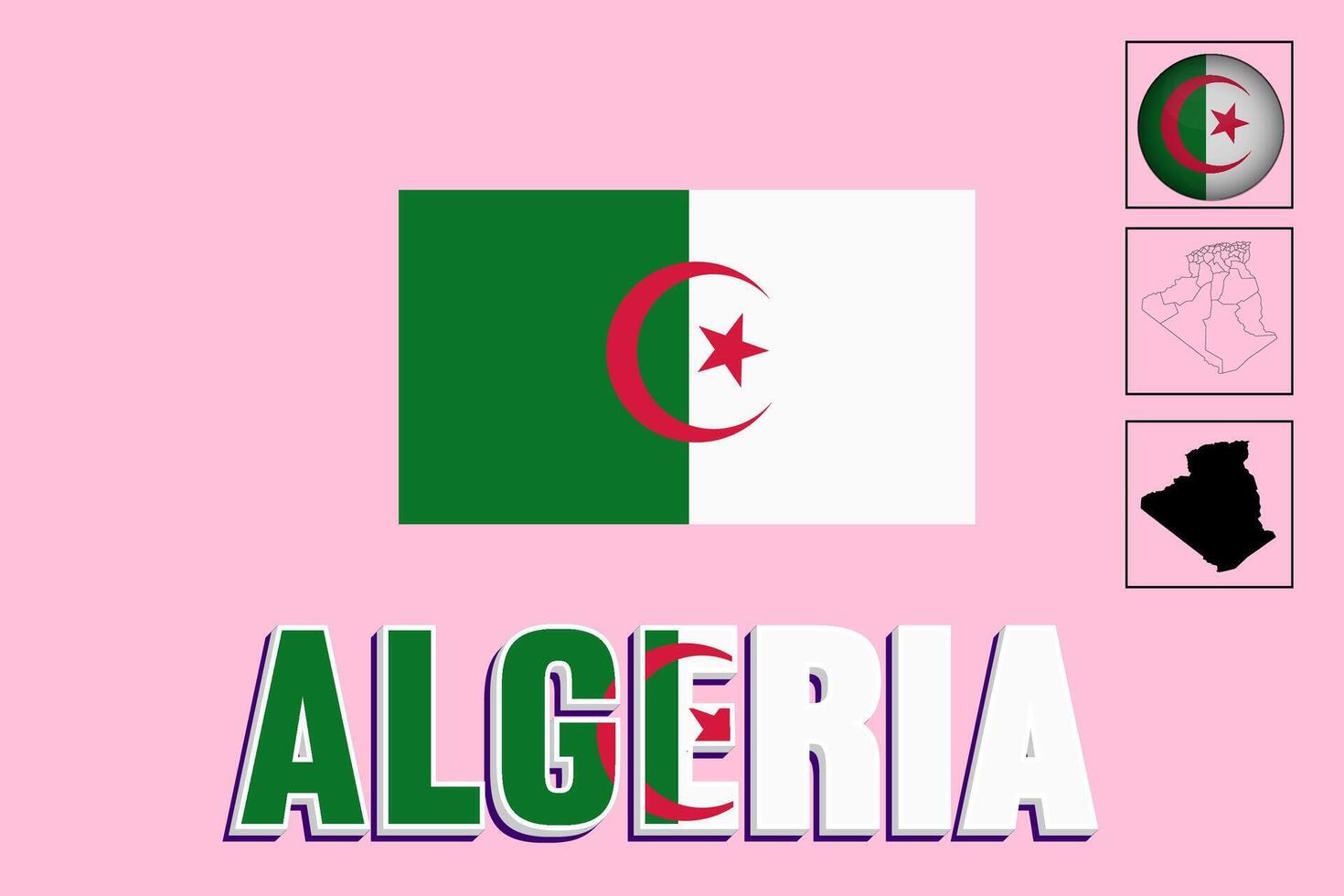 algeria carta geografica e algeria bandiera vettore disegno