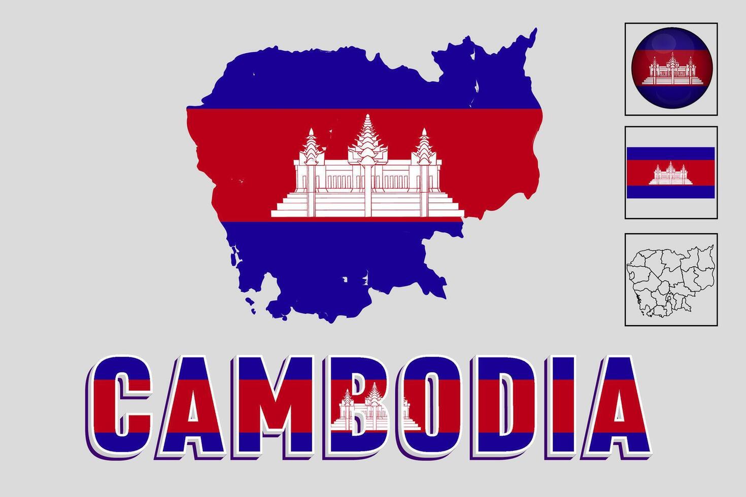 Cambogia carta geografica e bandiera nel vettore illustrazione