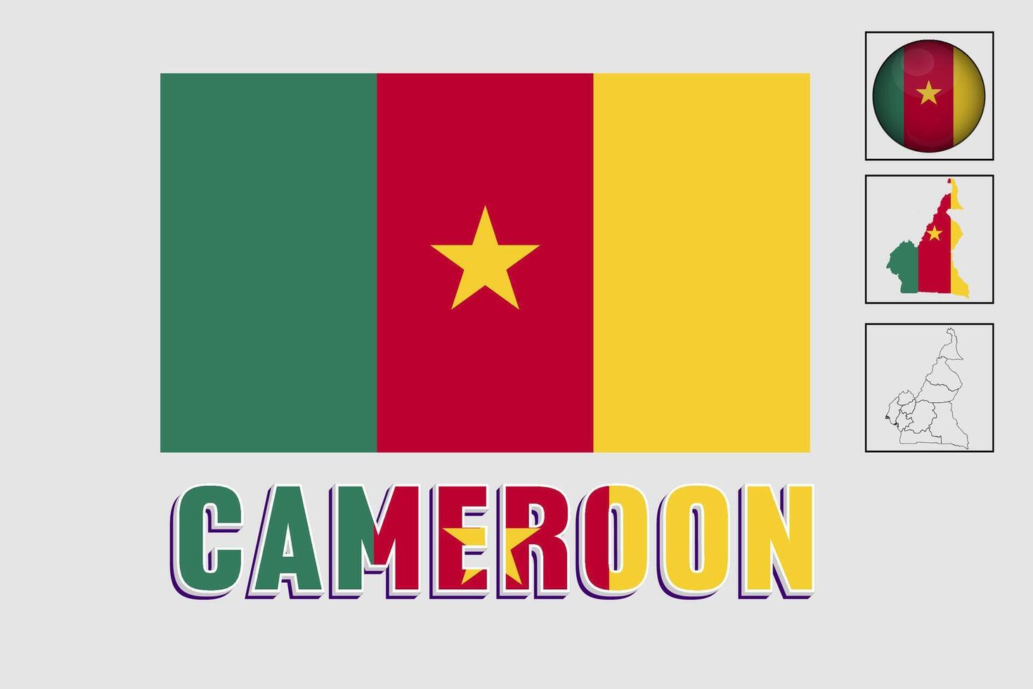 camerun carta geografica e bandiera vettore, camerun carta geografica, vettore