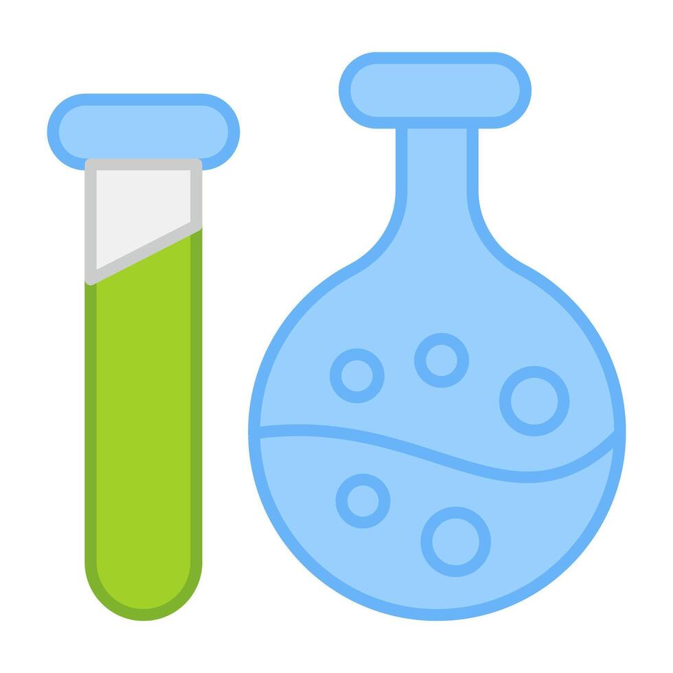 un' conico borraccia con test tubo, icona di chimico apparato vettore