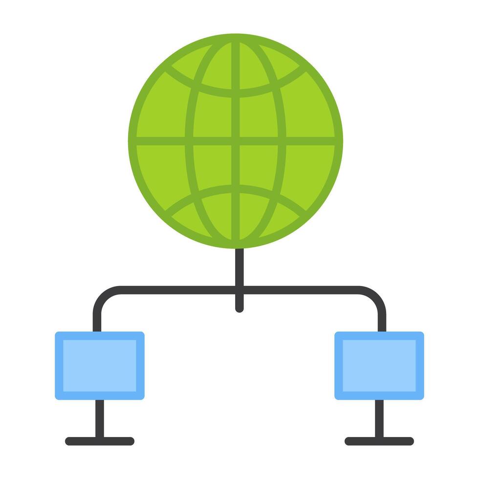 monitor collegato con globo, icona di globale dispositivi vettore