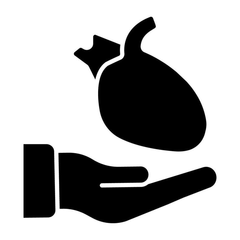 cuore su mano denotando concetto di cuore cura vettore