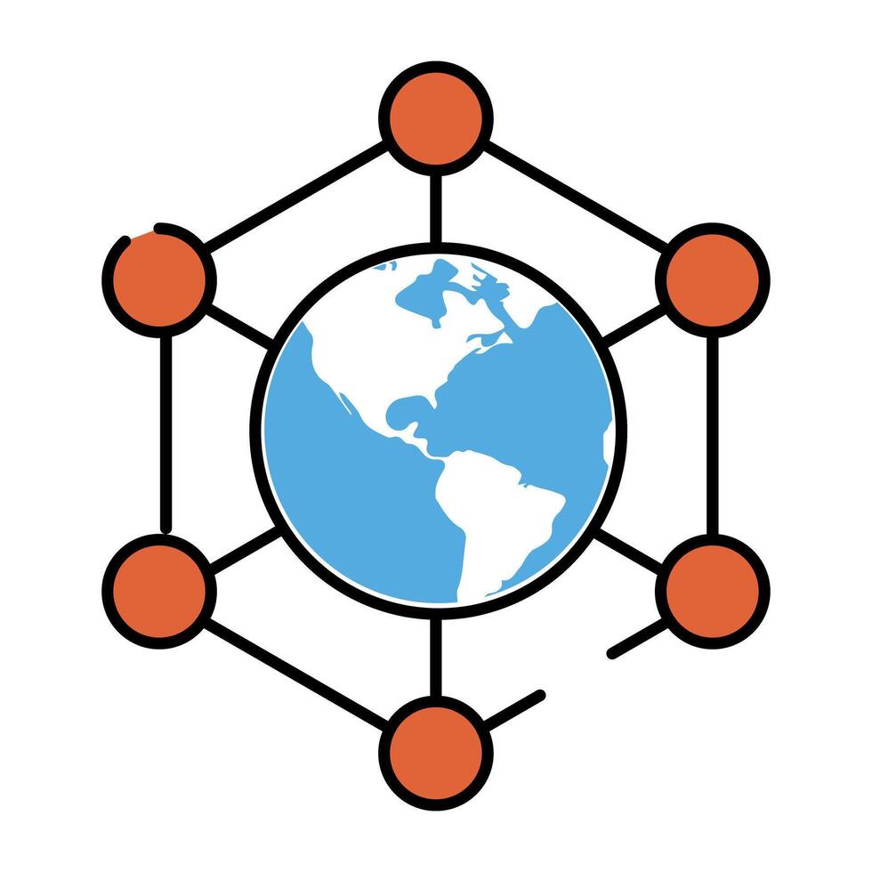 globo con nodi denotando concetto di globale Rete vettore
