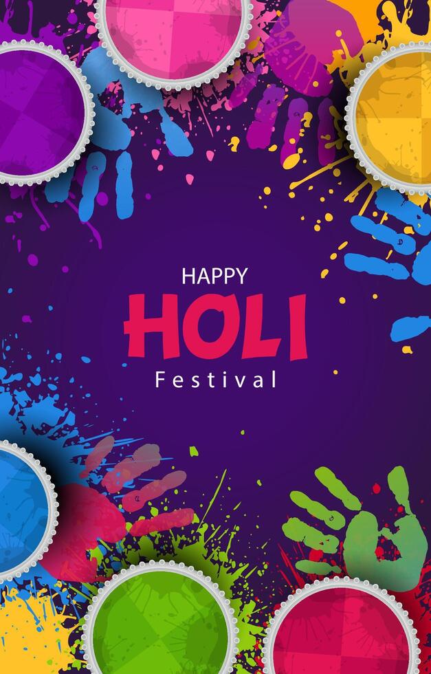 contento holi Festival per striscione, sfondo con colorato illustrazione vettore