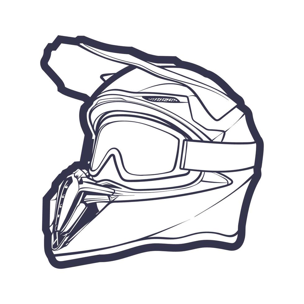 linea arte motociclo casco isolato su bianca sfondo vettore illustrazione