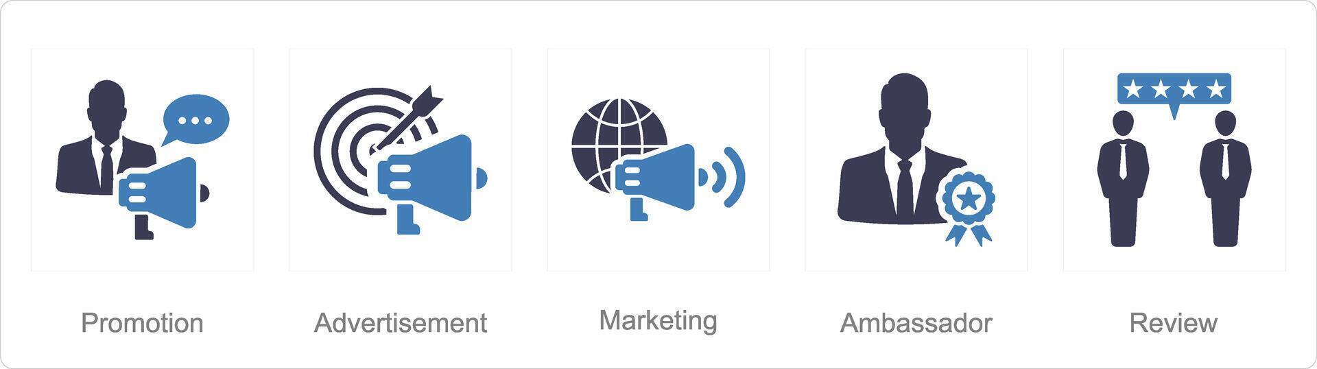 un' impostato di 5 influencer icone come promozione, annuncio, marketing vettore