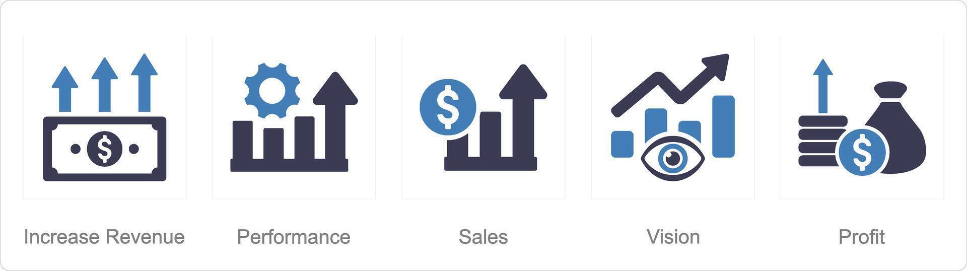 un' impostato di 5 aumentare vendita icone come aumentare saldi, prestazione, i saldi vettore