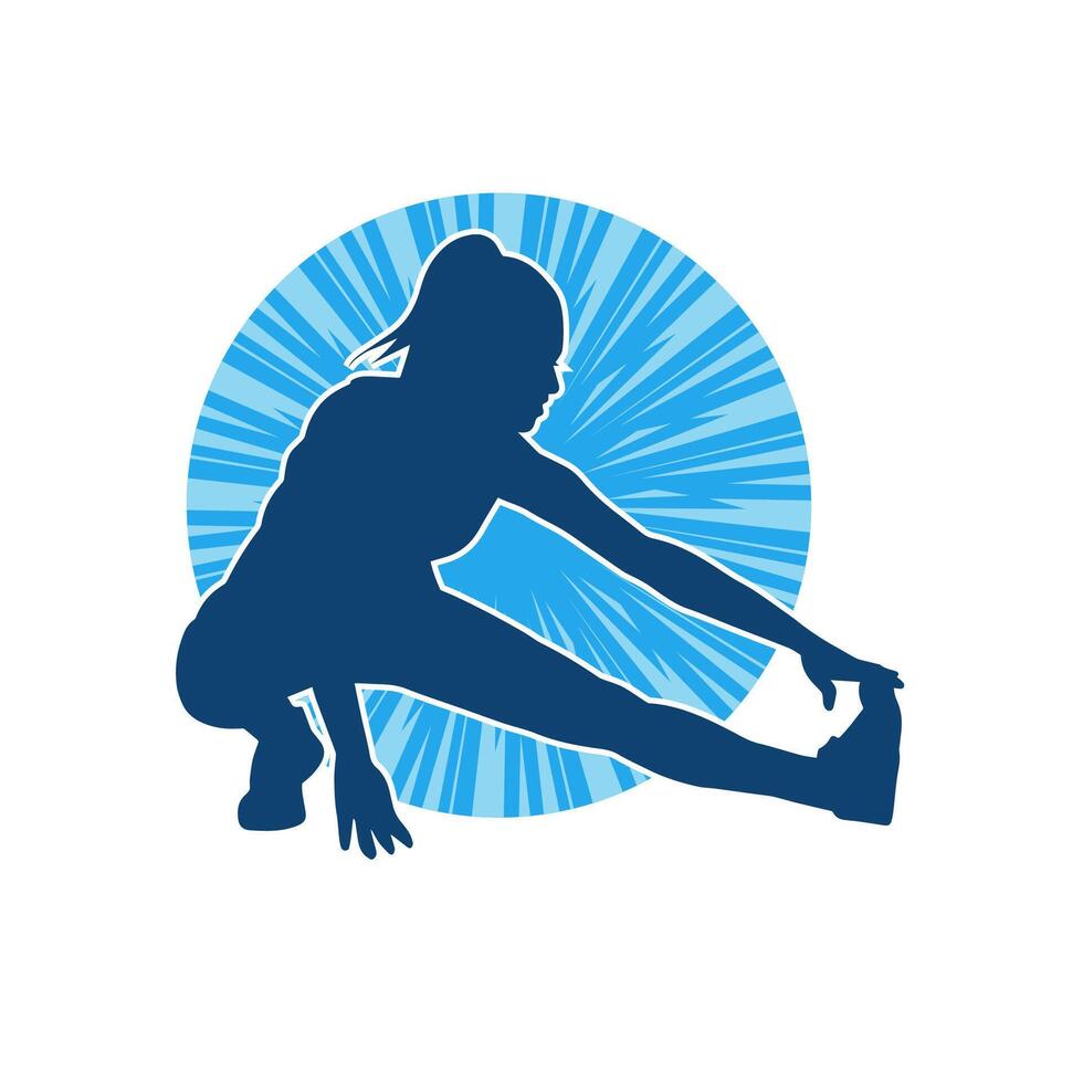 silhouette di un' sottile sportivo donna fare pilates esercizio. silhouette di un' sportivo femmina fare fisico esercizio. vettore