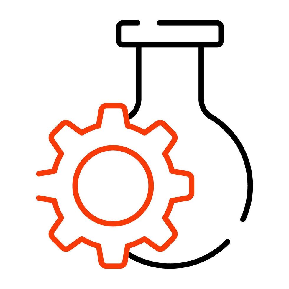 Ingranaggio con borraccia, icona di laboratorio ambientazione vettore