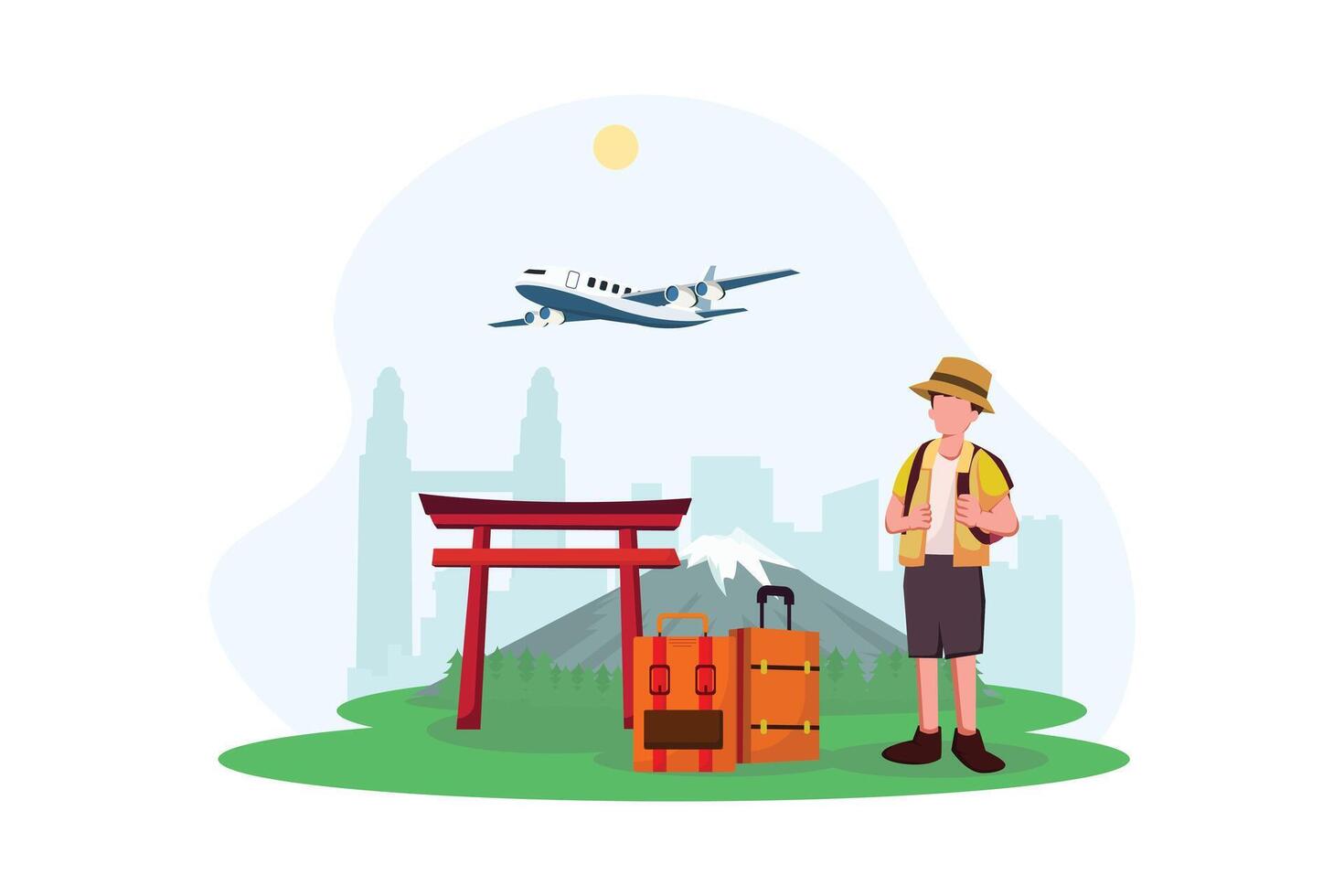 vacanza viaggiatore piatto design illustrazione vettore