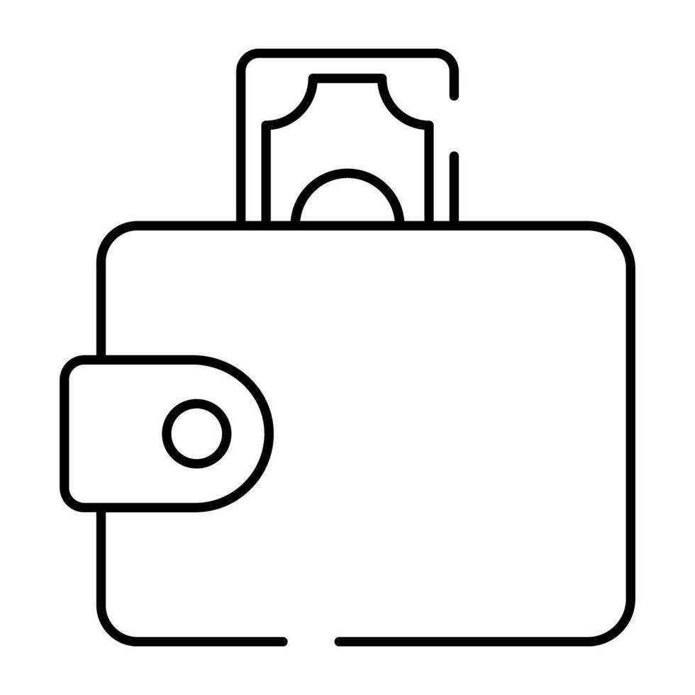 un'icona dell'accessorio portafoglio, disegno vettoriale del portafoglio