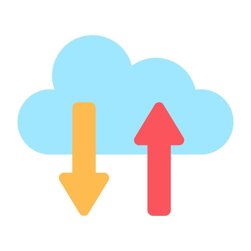 frecce su e giù con cloud, concetto di icona di trasferimento dati cloud vettore