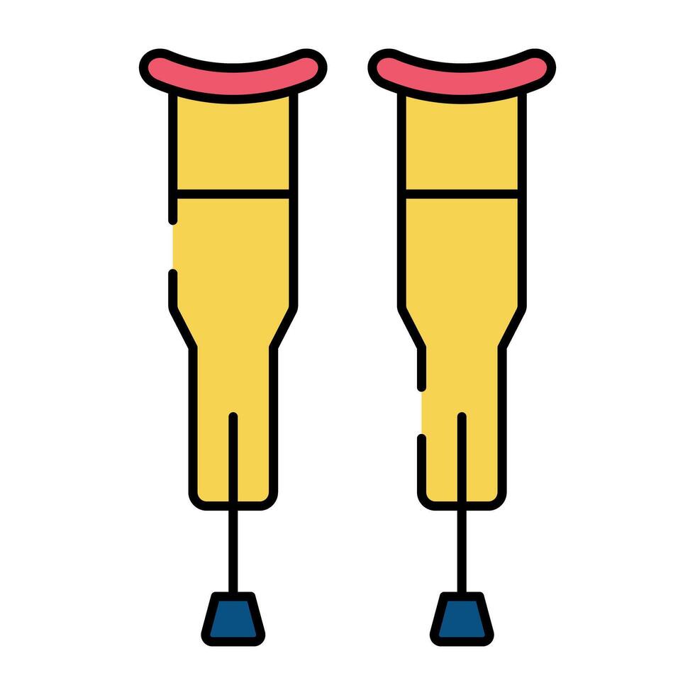 a piedi bastoni icona, vettore design di stampelle
