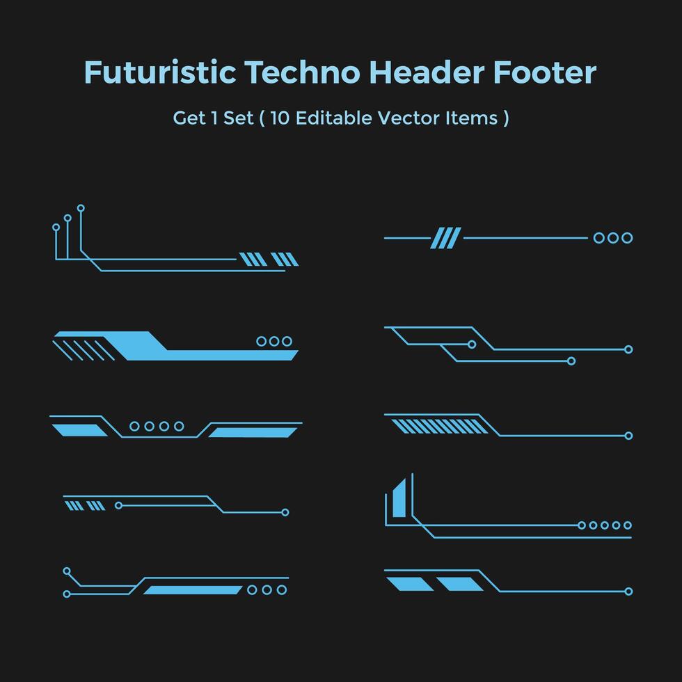 informatica futuristico linea intestazione footer vettore