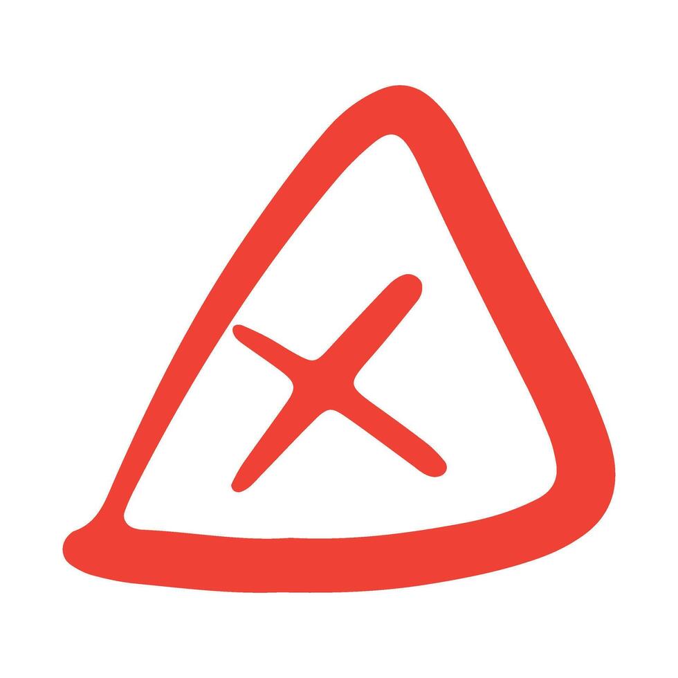 mano disegnato scarabocchio rosso attraversare marchio, X marchio vettore