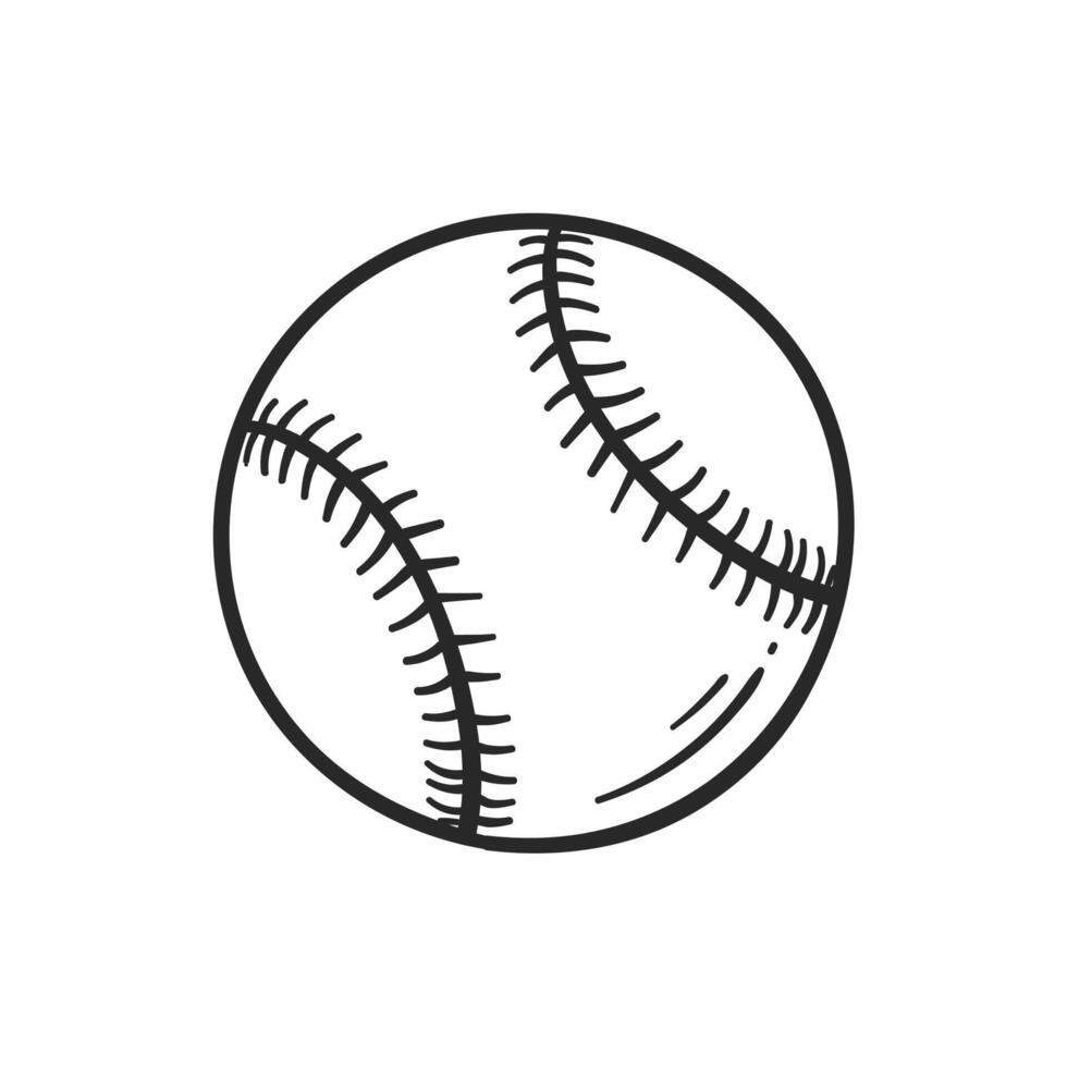 baseball palla mano disegnato scarabocchio stile vettore