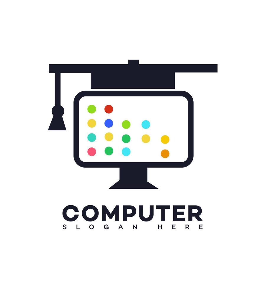 computer formazione scolastica logo icona marca logo identità cartello simbolo modello vettore