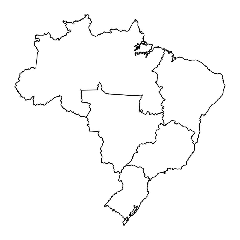 brasile carta geografica con regioni. vettore illustrazione.