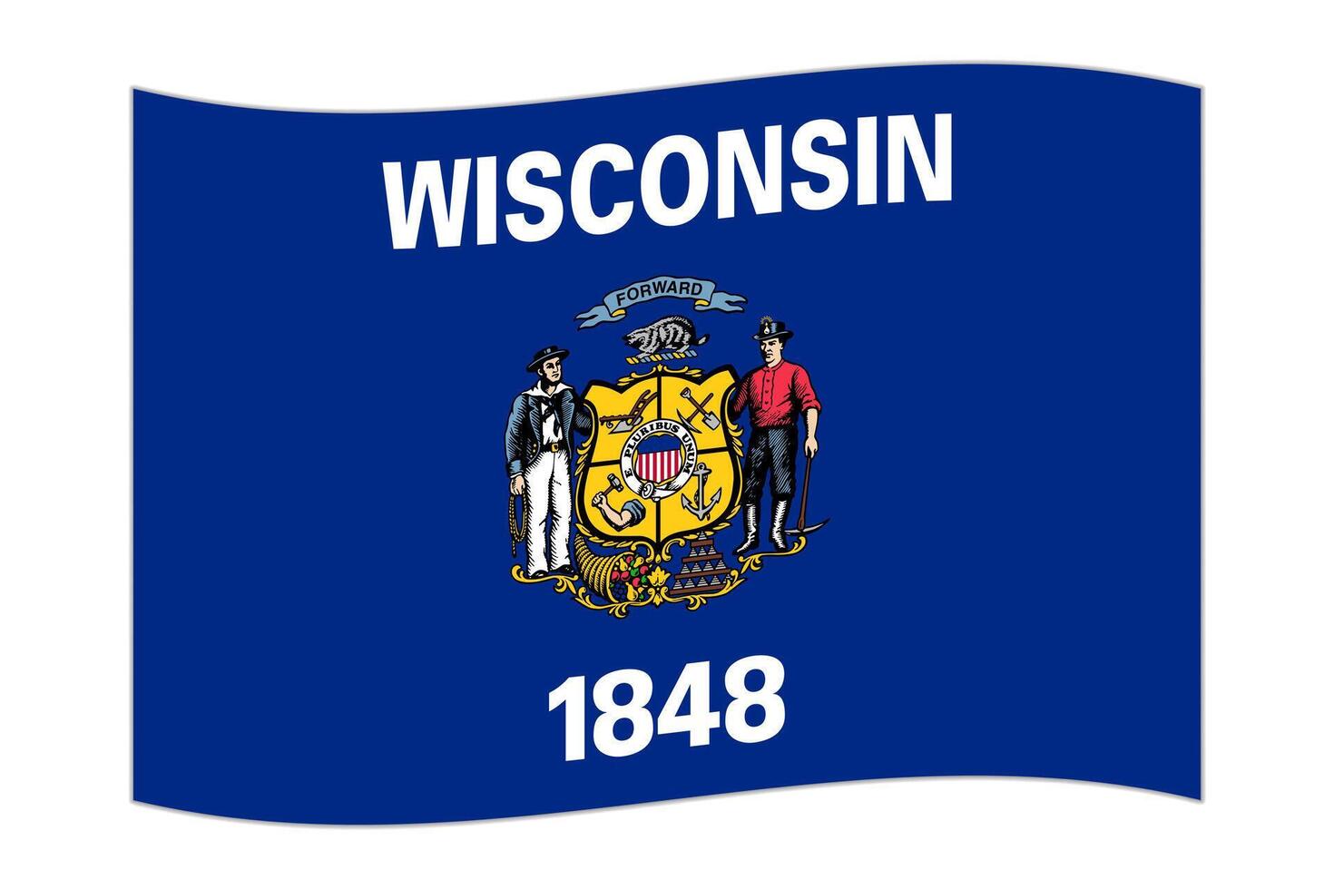agitando bandiera di il Wisconsin stato. vettore illustrazione.