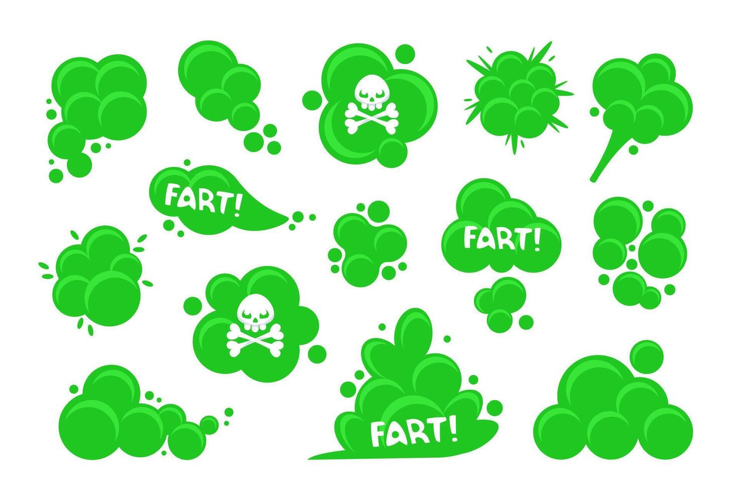 odorare verde Fumo o scoreggia. divertente flatulenza simbolo. cattivo puzza o tossico aroma. vettore illustrazione
