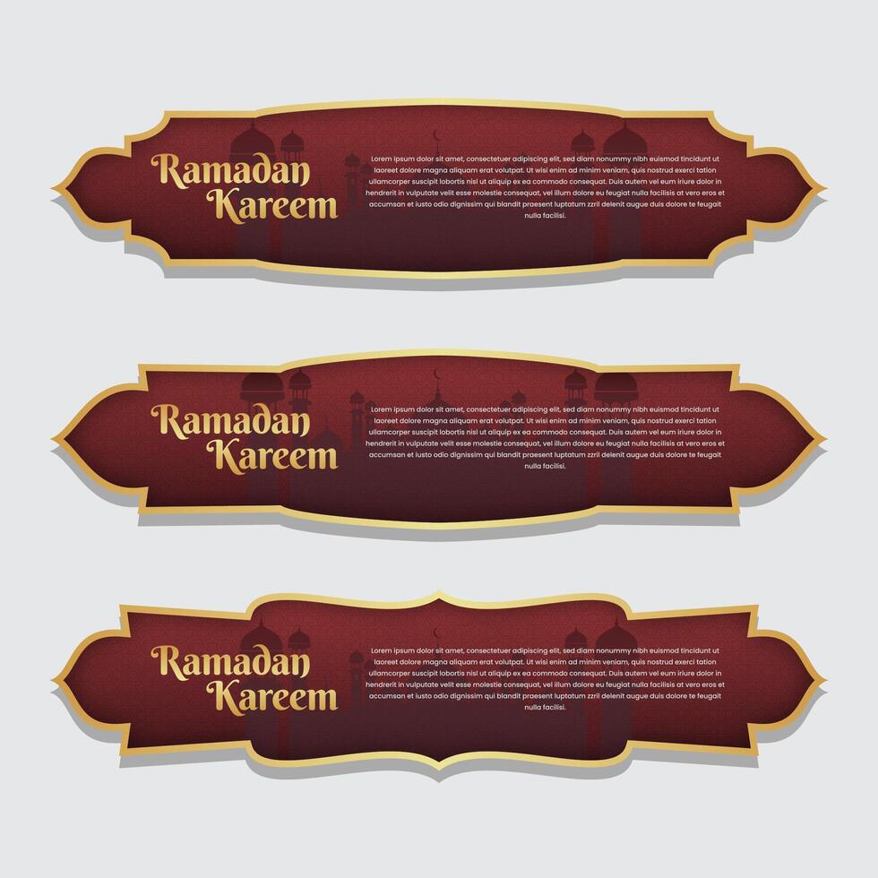 Ramadan kareem islamico bandiera etichetta impostato modello vettore