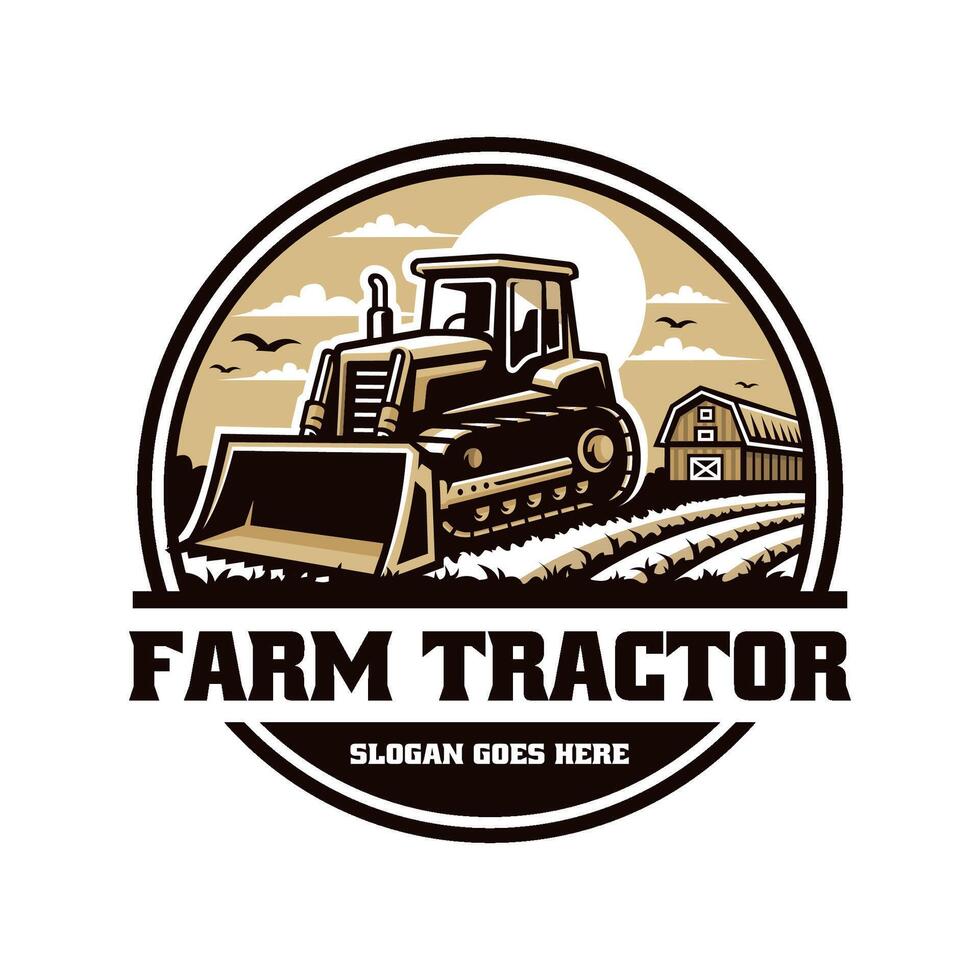 azienda agricola trattore illustrazione logo vettore