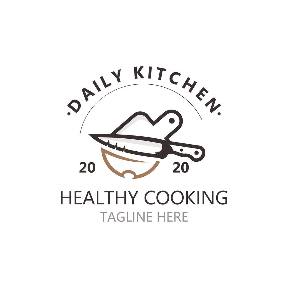 cucinando logo design. icona o simbolo ispirazione semplice linea per ristorante attività commerciale vettore
