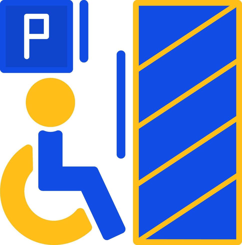 Accessibile alle sedie a rotelle parcheggio piatto Due colore icona vettore