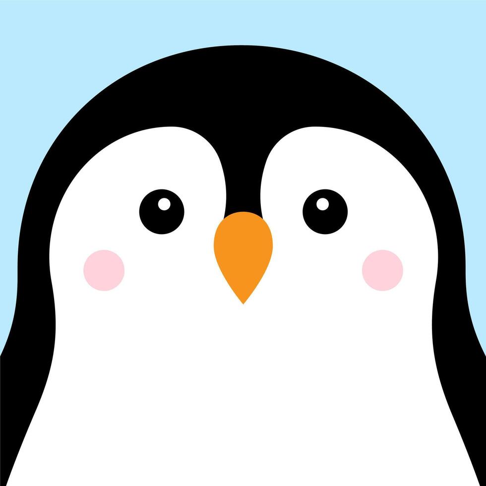 vettore mano disegnato piatto bambino pinguino viso