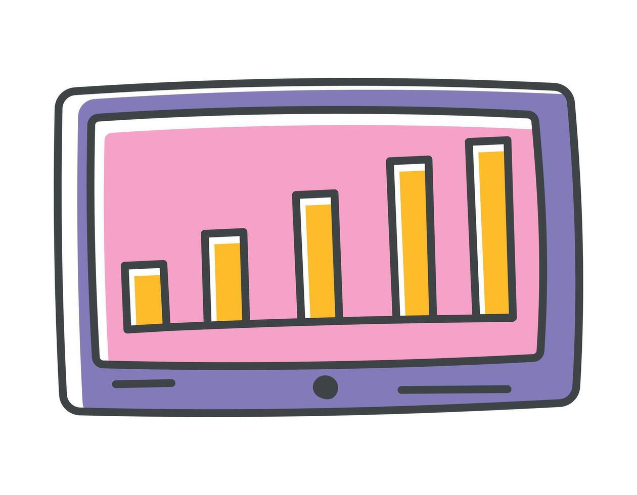 vettore isolato scarabocchio simbolo di tavoletta schermo con grafico o grafico.