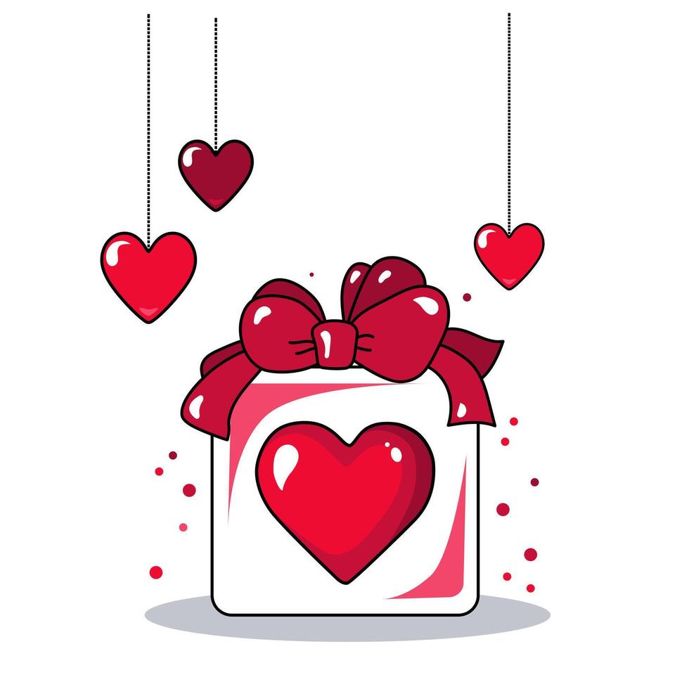 carino vettore bianca regalo scatola con rosso cuore per San Valentino giorno. elemento nel piatto design. minimalista illustrazione per design ragnatela bandiera e saluto carta