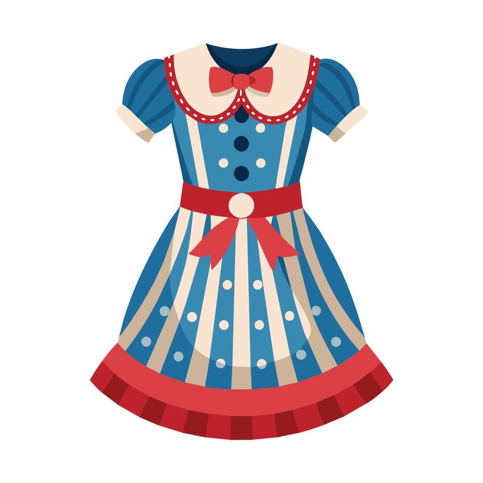 americano ragazza vestito piatto vettore illustrazione.