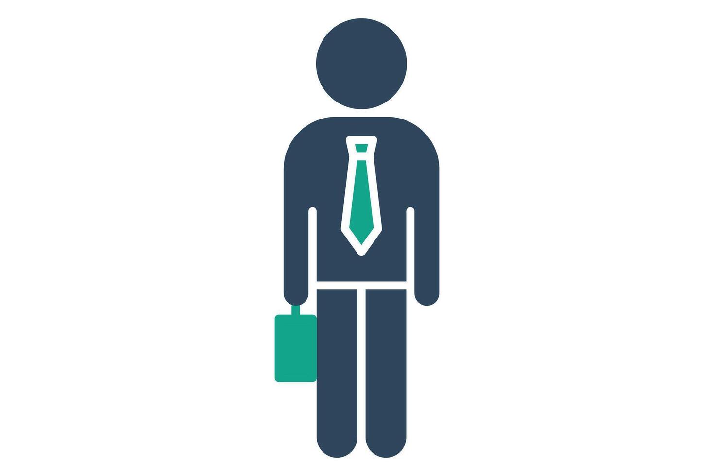 dipendente icona. dipendenti indossare cravatte e hold borse. che rappresentano forza lavoro diversità nel vario industrie. solido icona stile. elemento illustrazione vettore