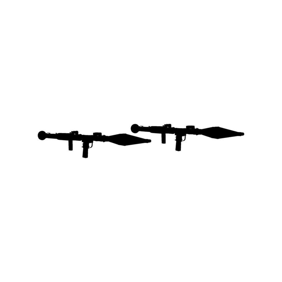 silhouette di il bazooka o razzo launcher arma, anche conosciuto come razzo spinto granata o gioco di ruolo, piatto stile, può uso per arte illustrazione, pittogramma, sito web, guerra notizia o grafico design elemento vettore