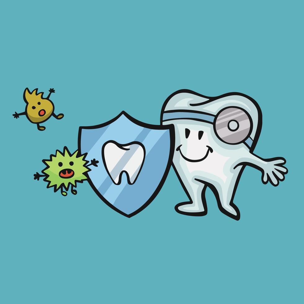 salutare dente protetta contro batteri orale igiene, vettore