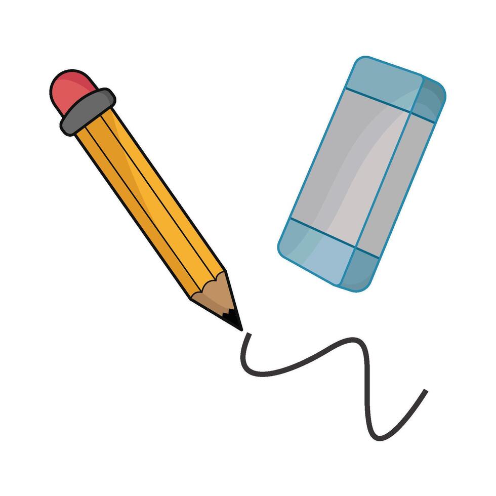 illustrazione di matita e gomma per cancellare vettore