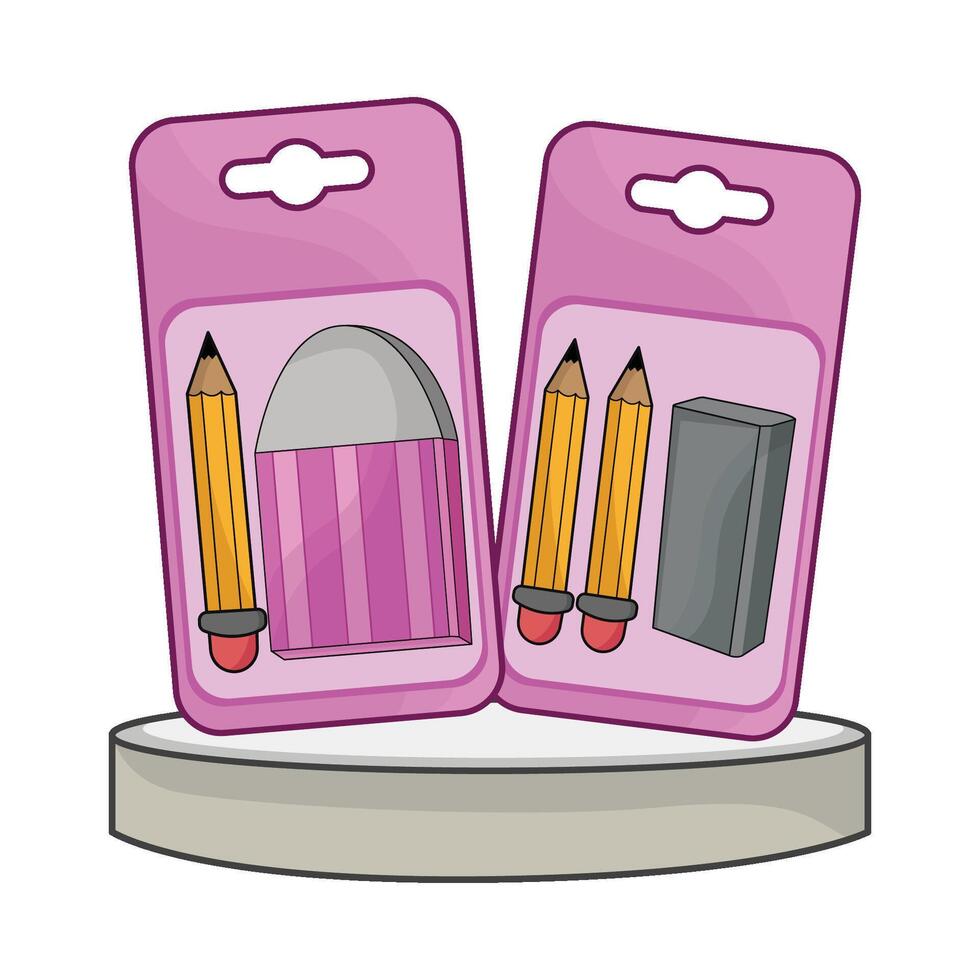 illustrazione di gomma per cancellare e matita pacchetto vettore