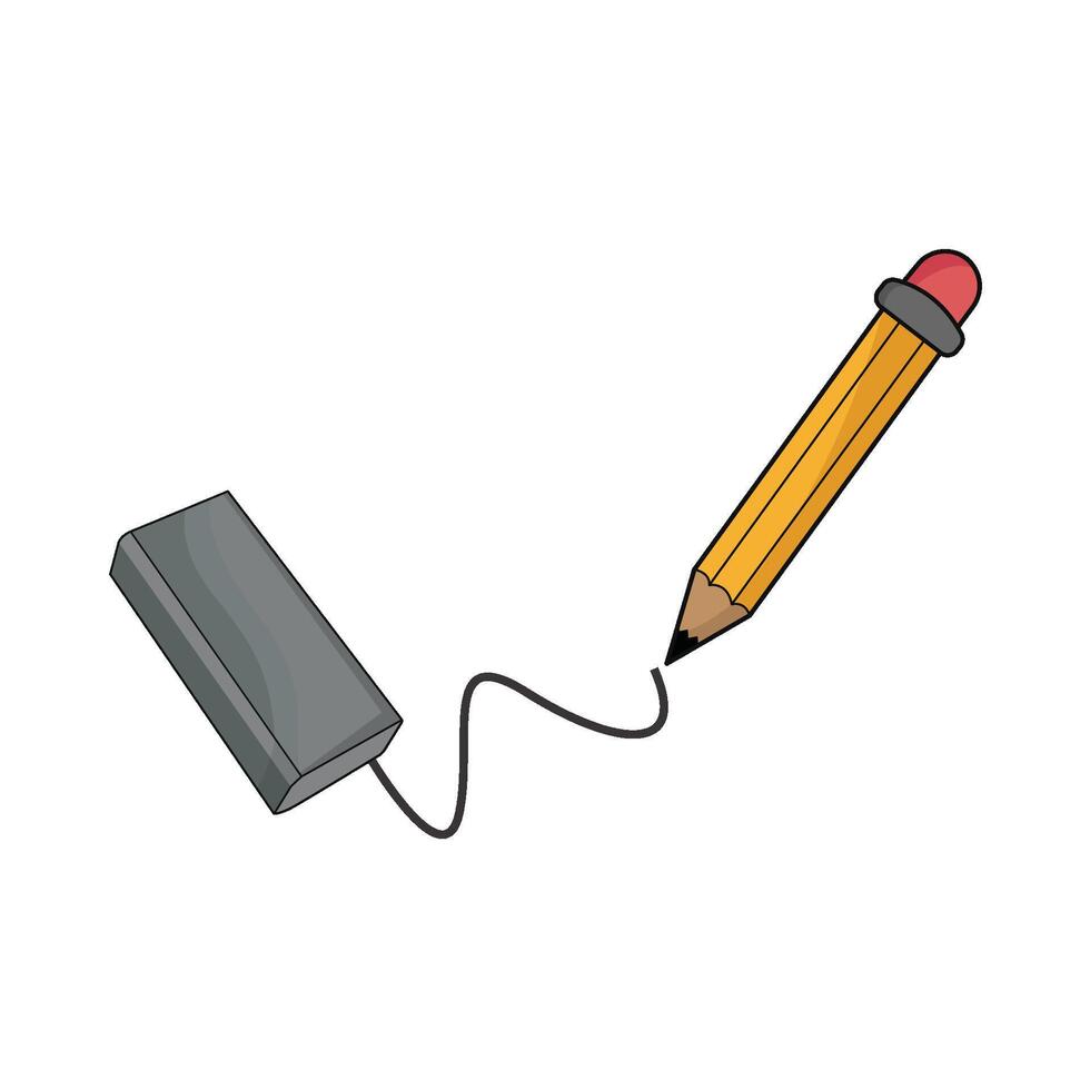illustrazione di matita e gomma per cancellare vettore
