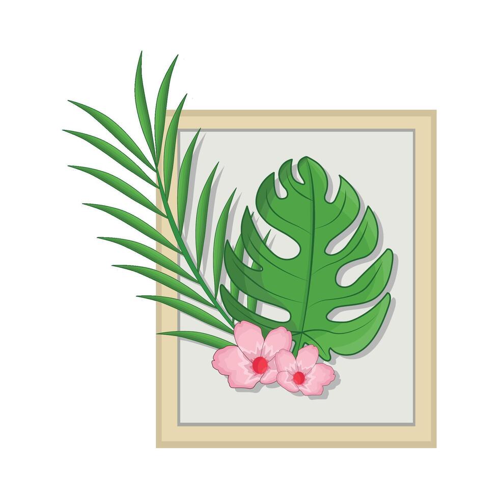 illustrazione di palma foglia con fiore vettore