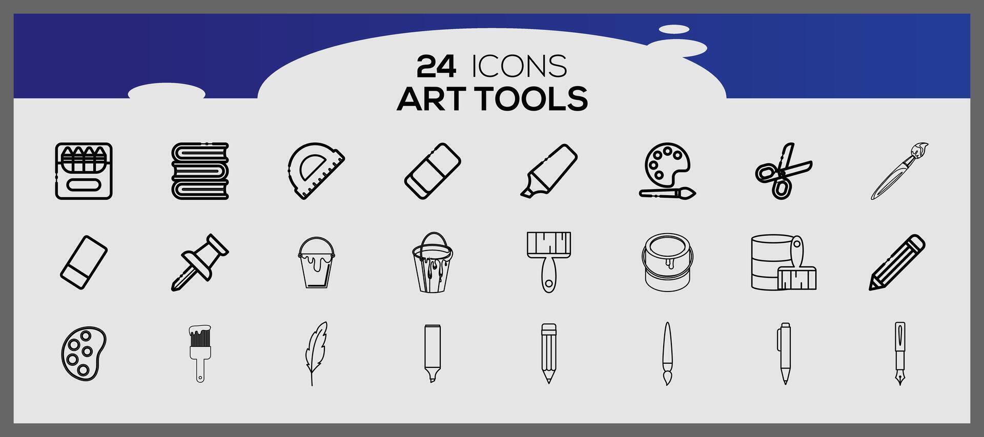 arte utensili e materiale icona impostato per la pittura. vettore impostato di arte vernici Stazionario scarabocchio stile.