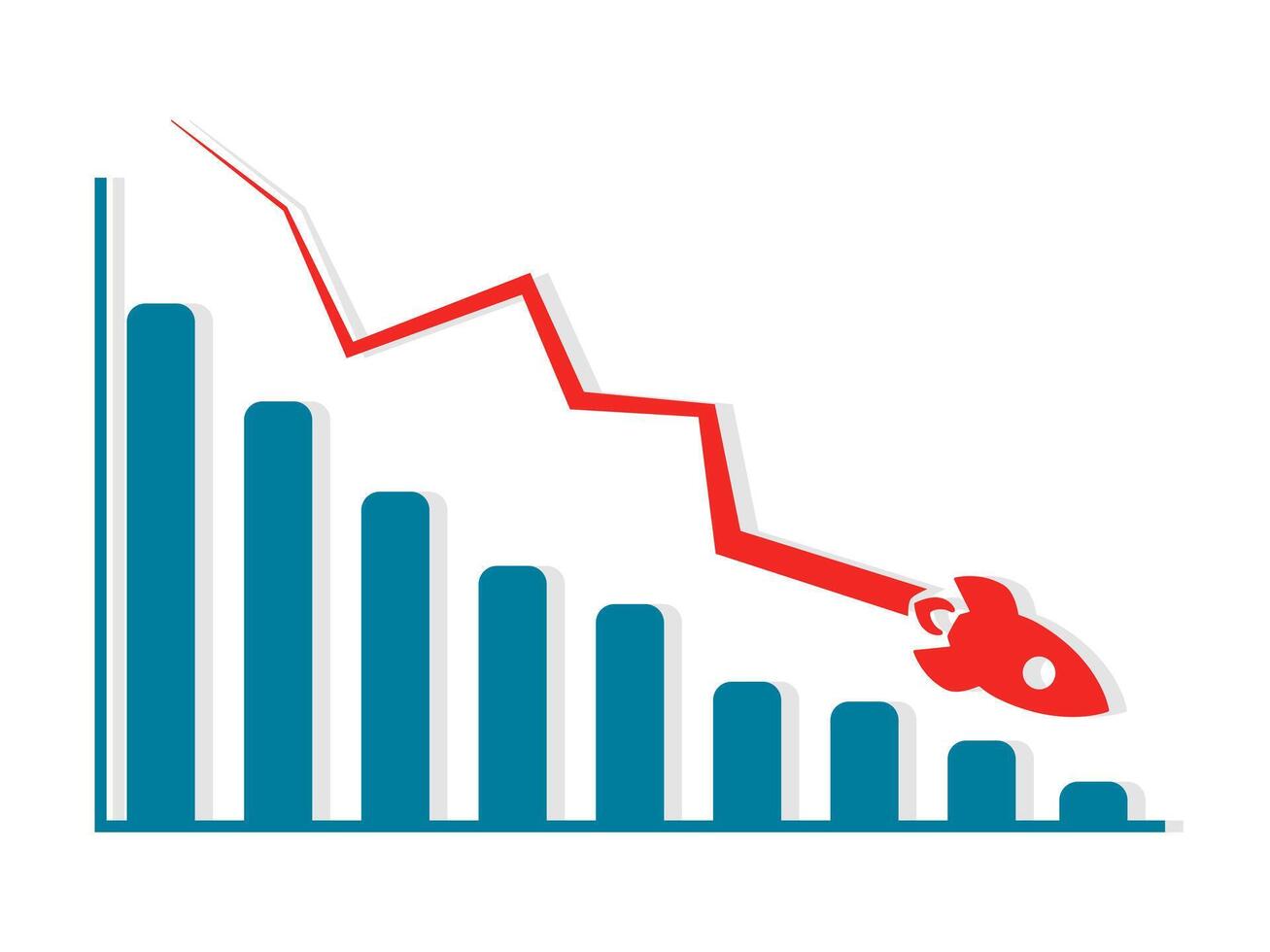 tendenza di il grafico abbattere nettamente piace un' razzo vettore