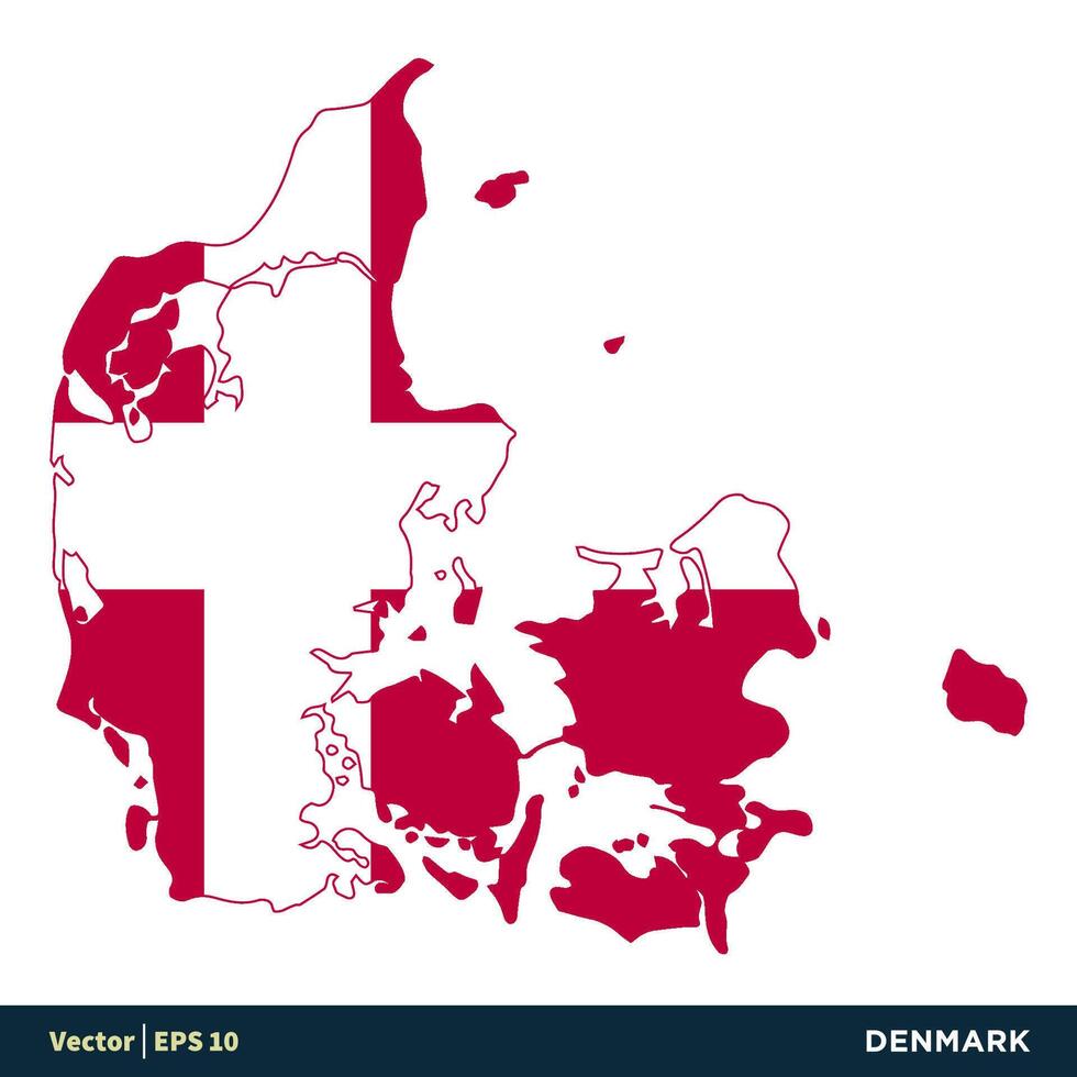 Danimarca - Europa paesi carta geografica e bandiera vettore icona modello illustrazione design. vettore eps 10.