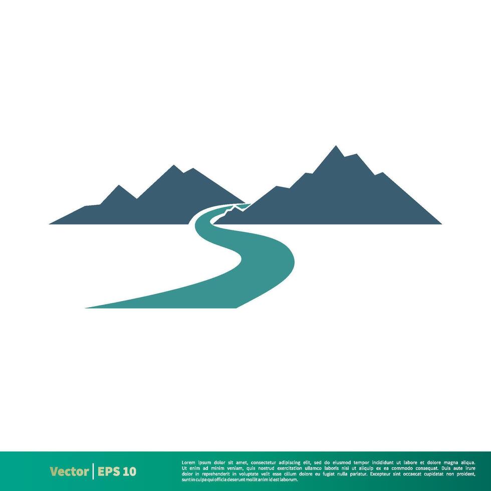 montagna e torrente vettore icona logo modello illustrazione design. vettore eps 10.