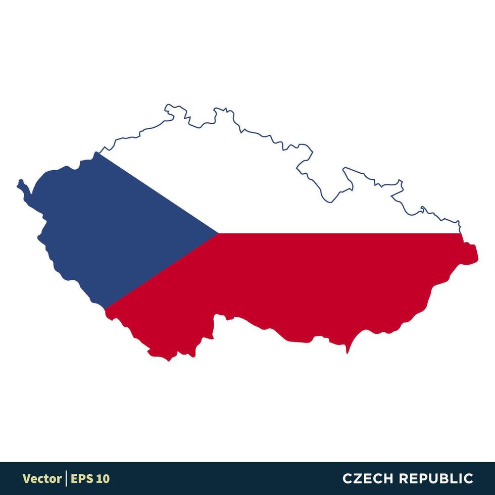 ceco repubblica - Europa paesi carta geografica e bandiera vettore icona modello illustrazione design. vettore eps 10.