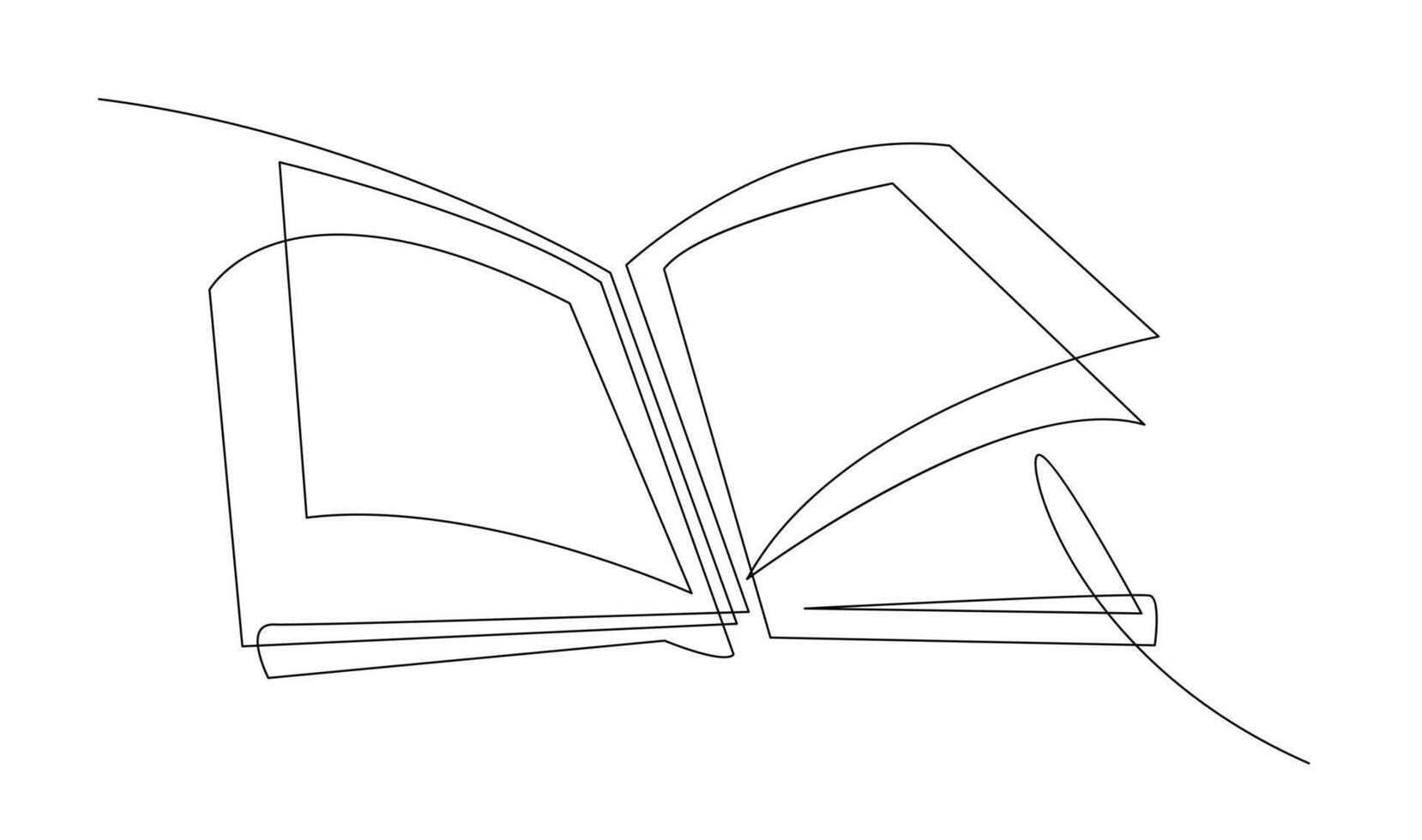 continuo linea arte disegno di libro. ha aperto libro singolo linea arte disegno vettore illustrazione