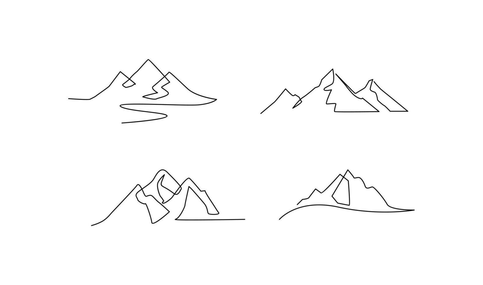 uno continuo linea disegno di montagna gamma paesaggio modello vettore