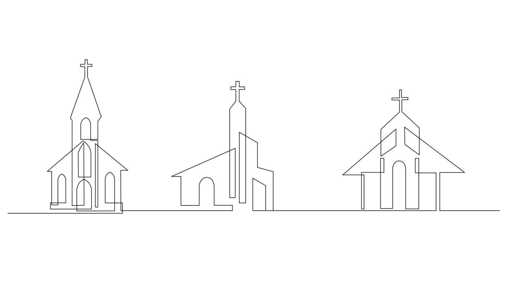 Chiesa uno linea disegno isolato su bianca sfondo vettore